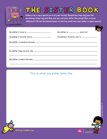 Todd Parr - The Sister Book Activity Sheet